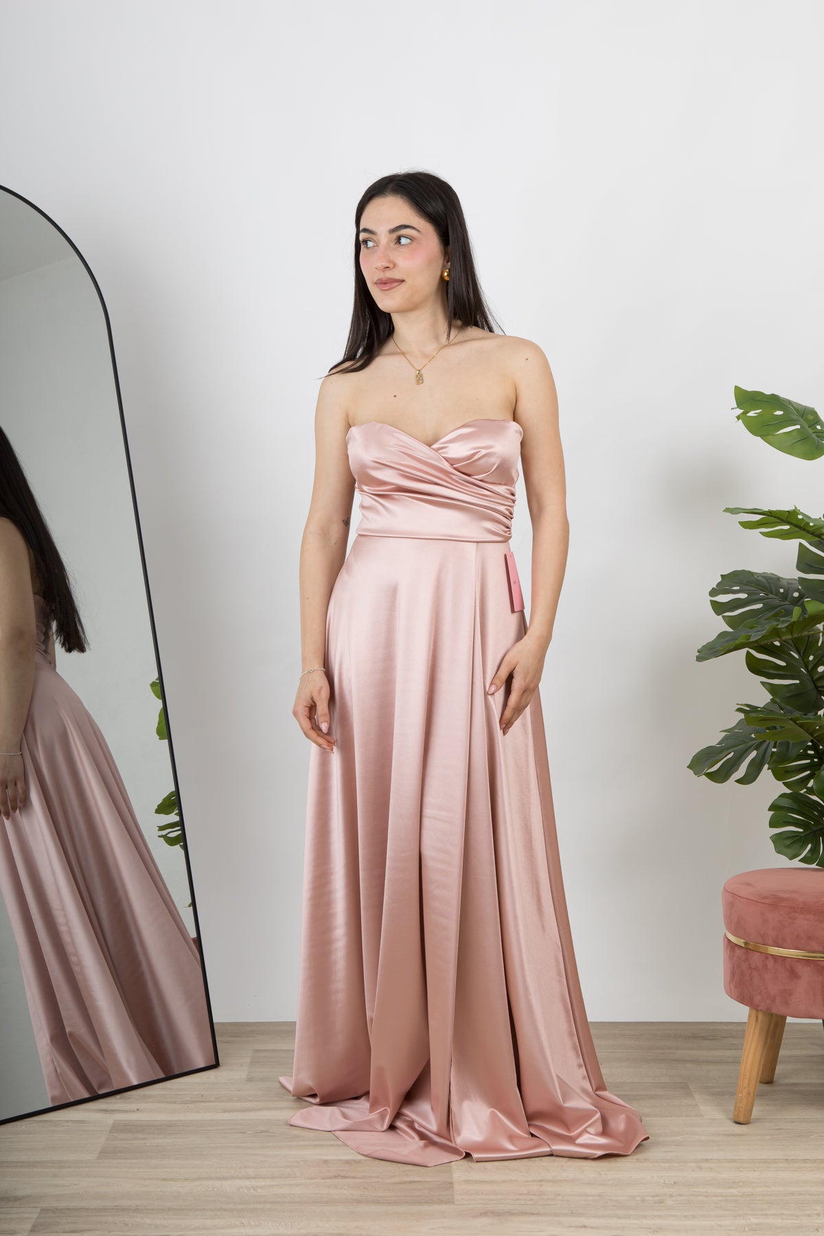 Abito Satin lungo rosa