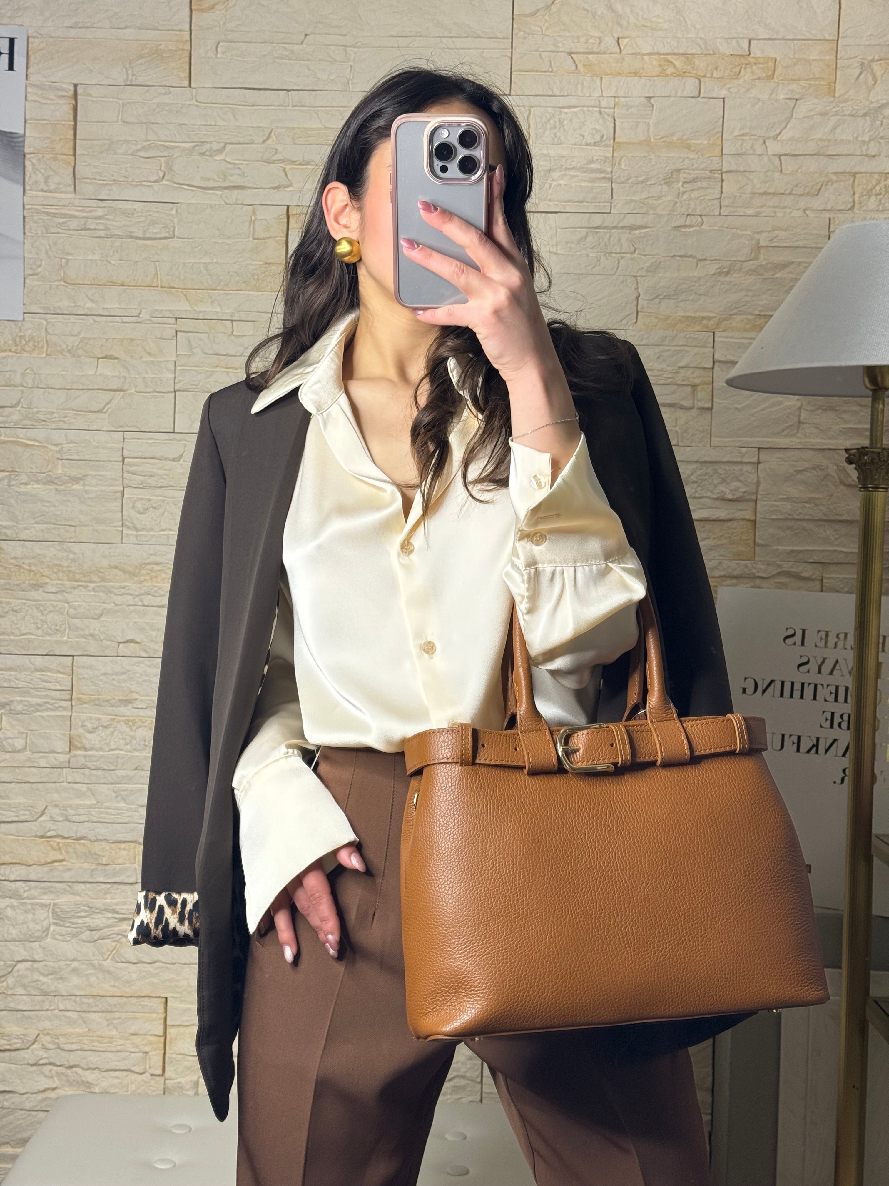 Borsa in pelle cammello