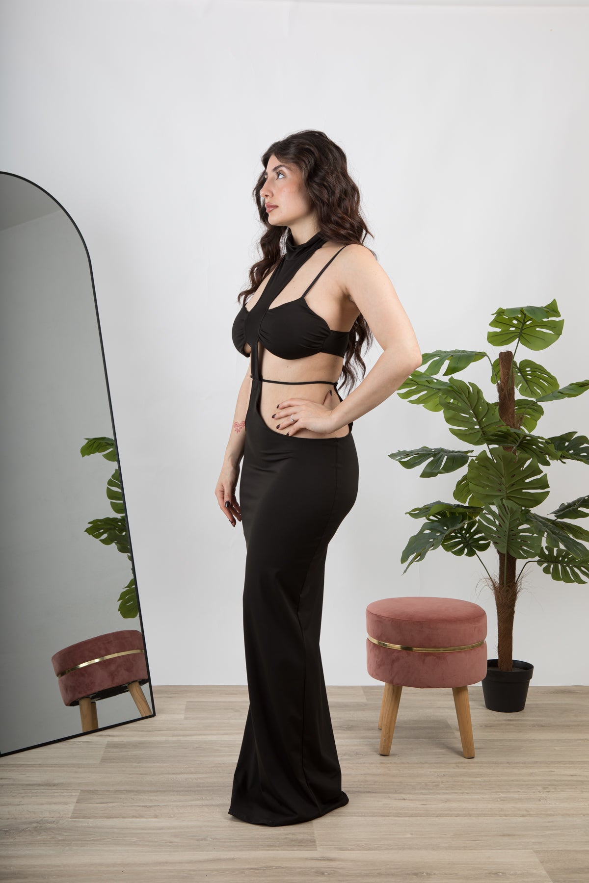 Abito lungo cut-out