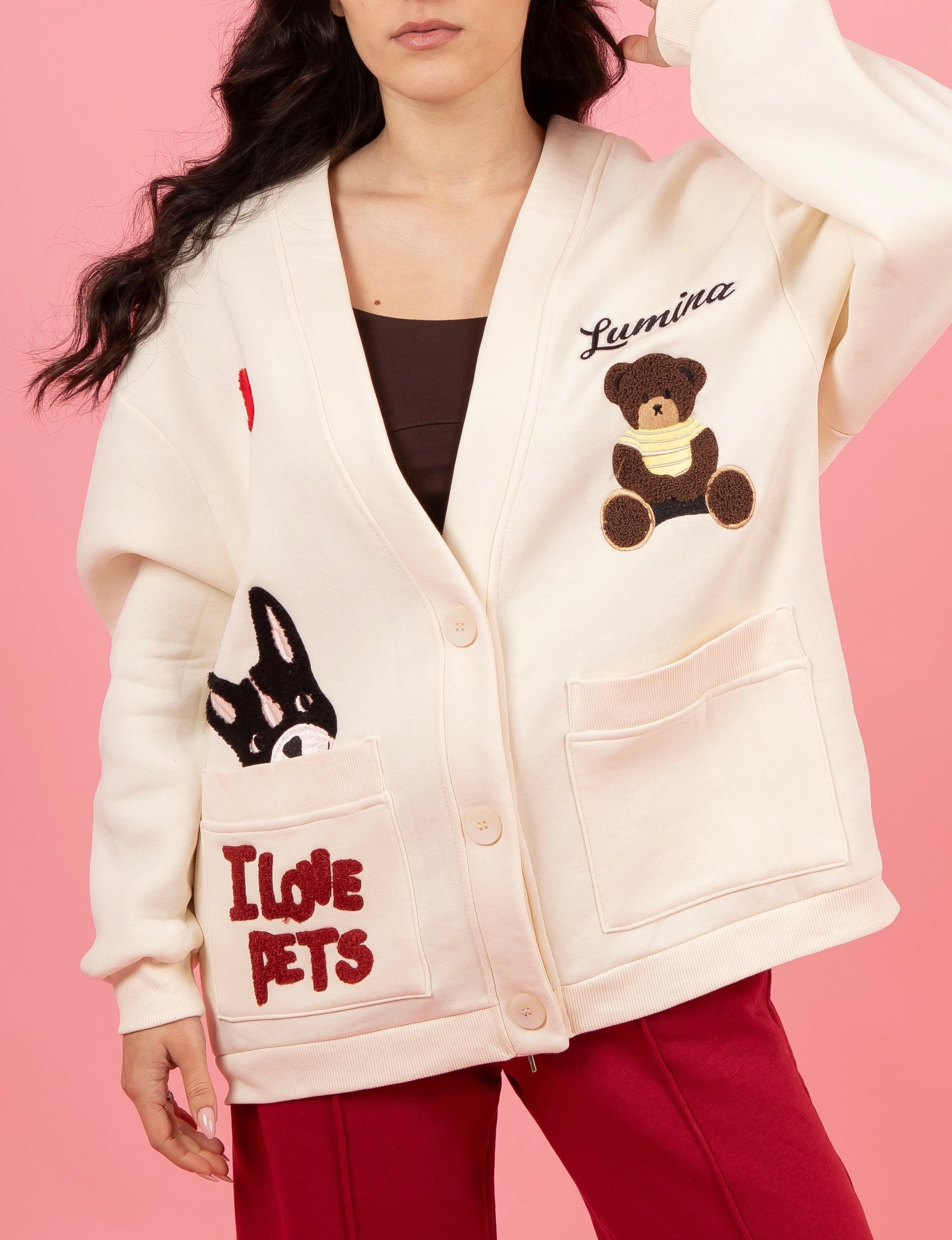 Cardigan felpato bianco