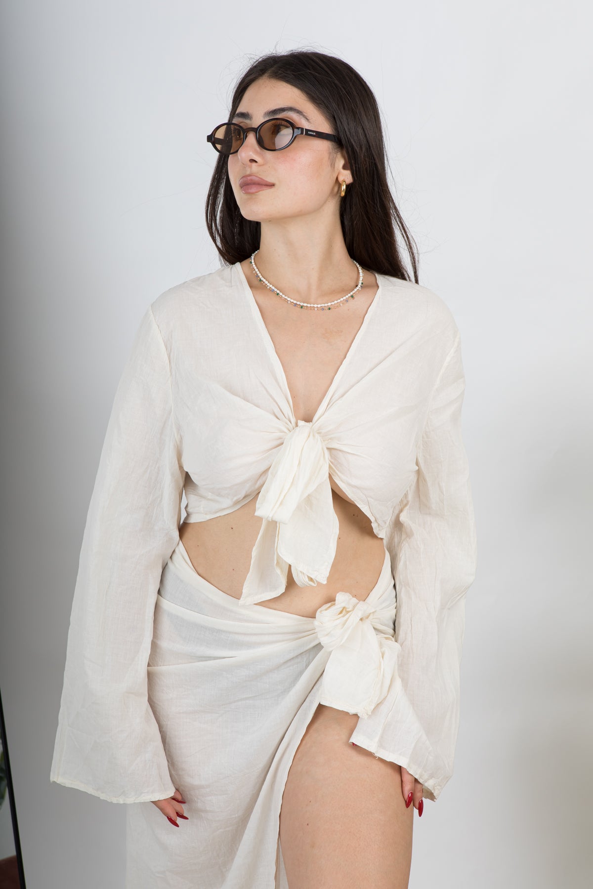 Copricostume camicia e gonna con spacco