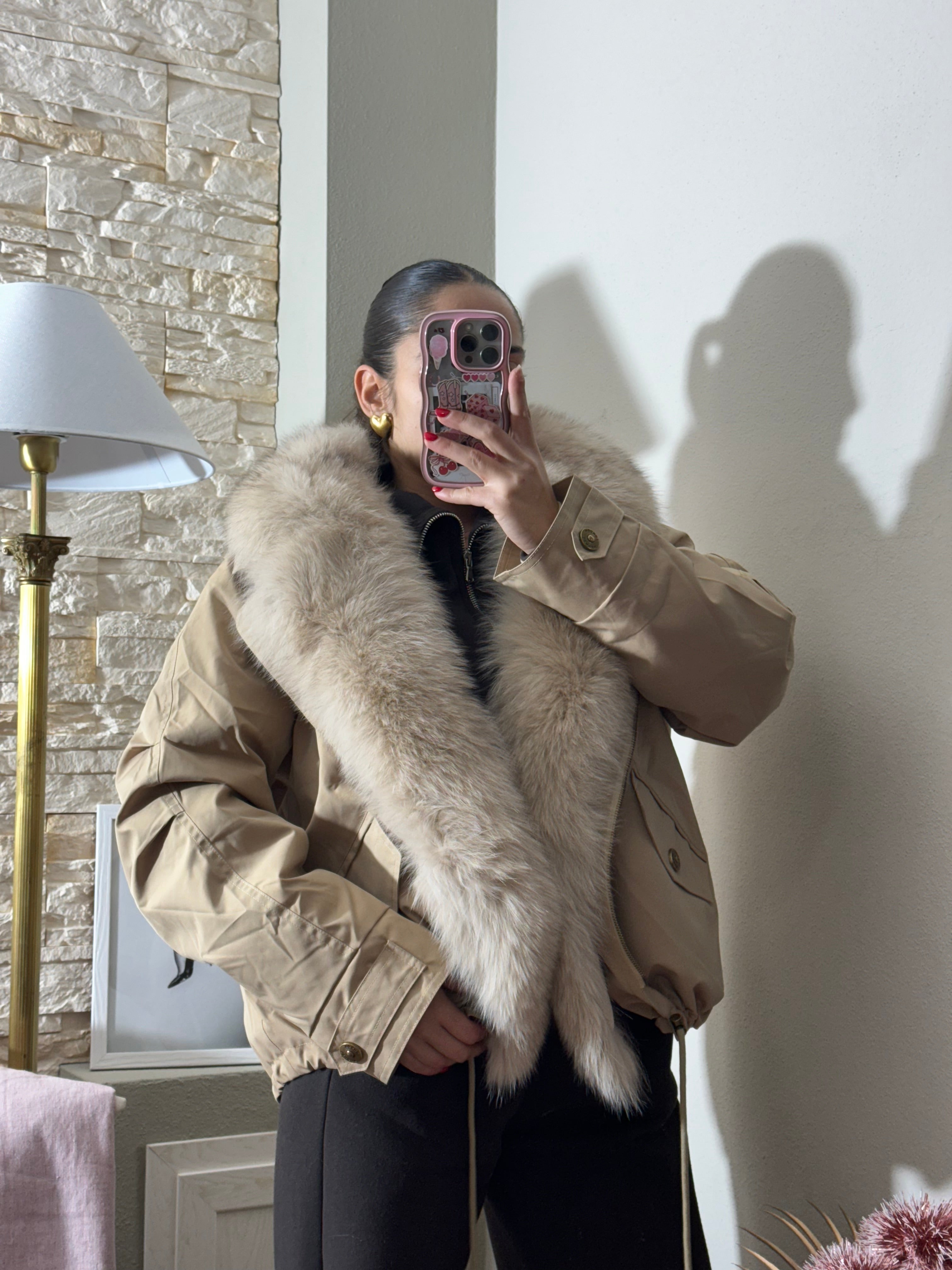 Parka imbottito con pelliccia staccabile