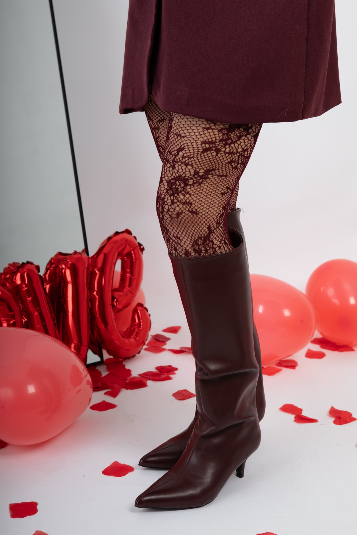 Collant pizzo Borgogna