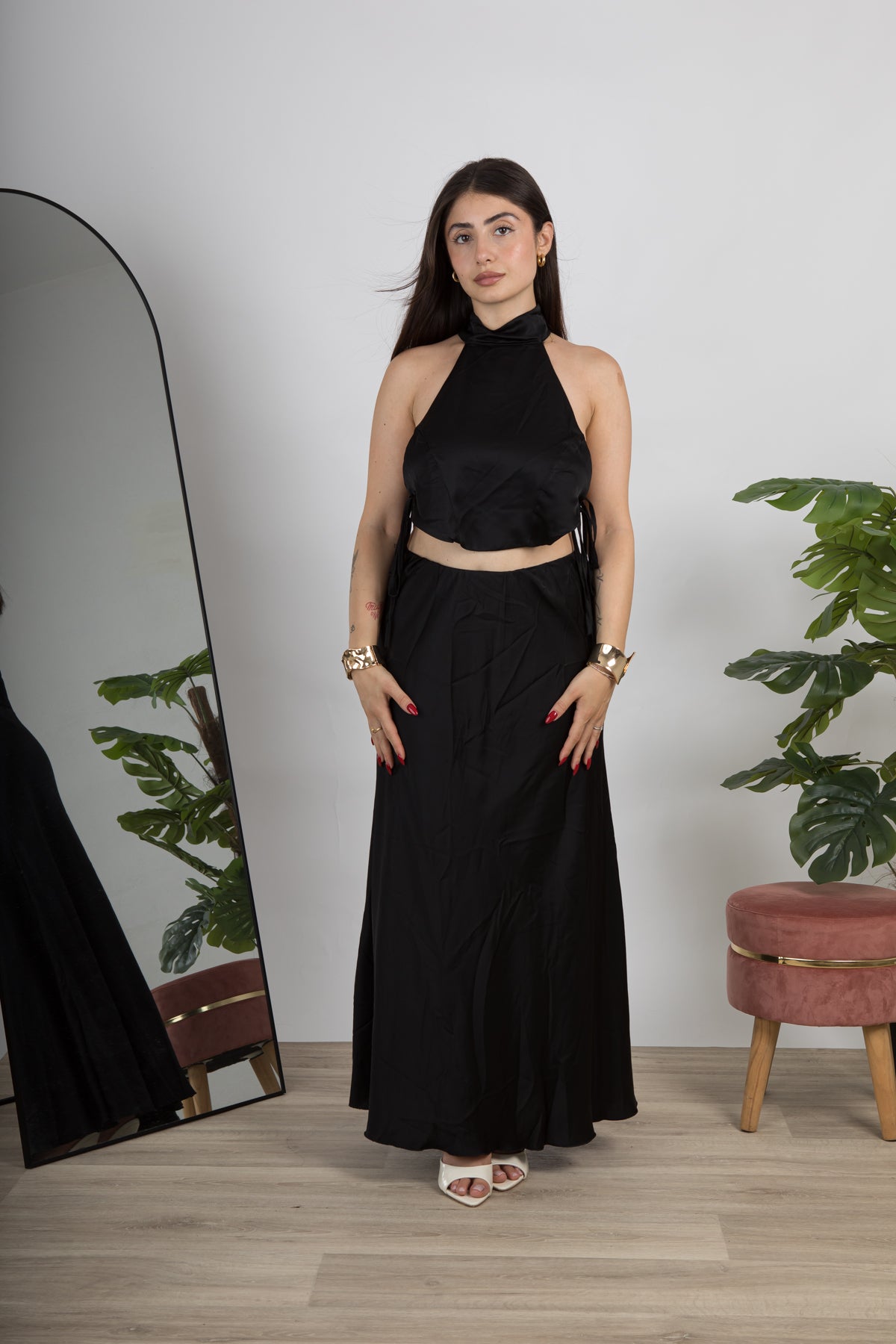 Completo satin top e gonna