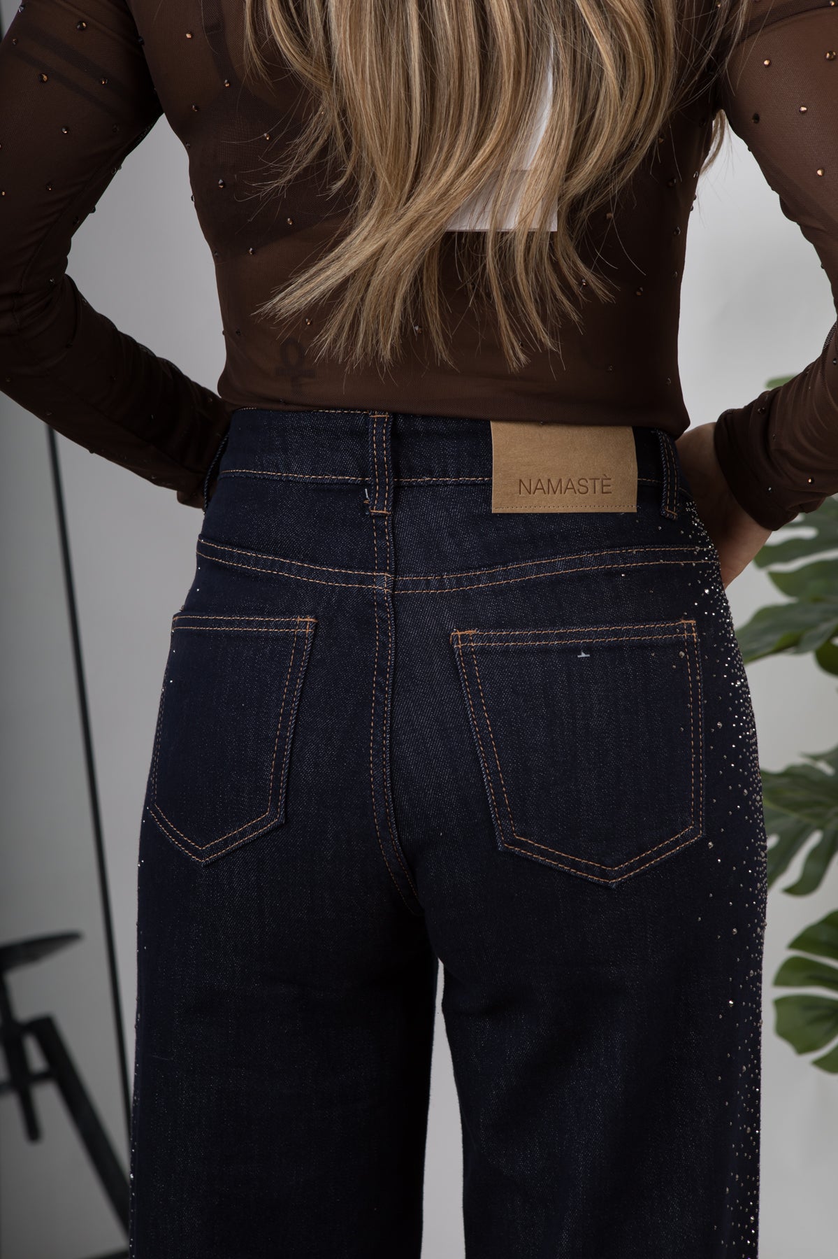 Jeans Wide Leg Strass Namastè