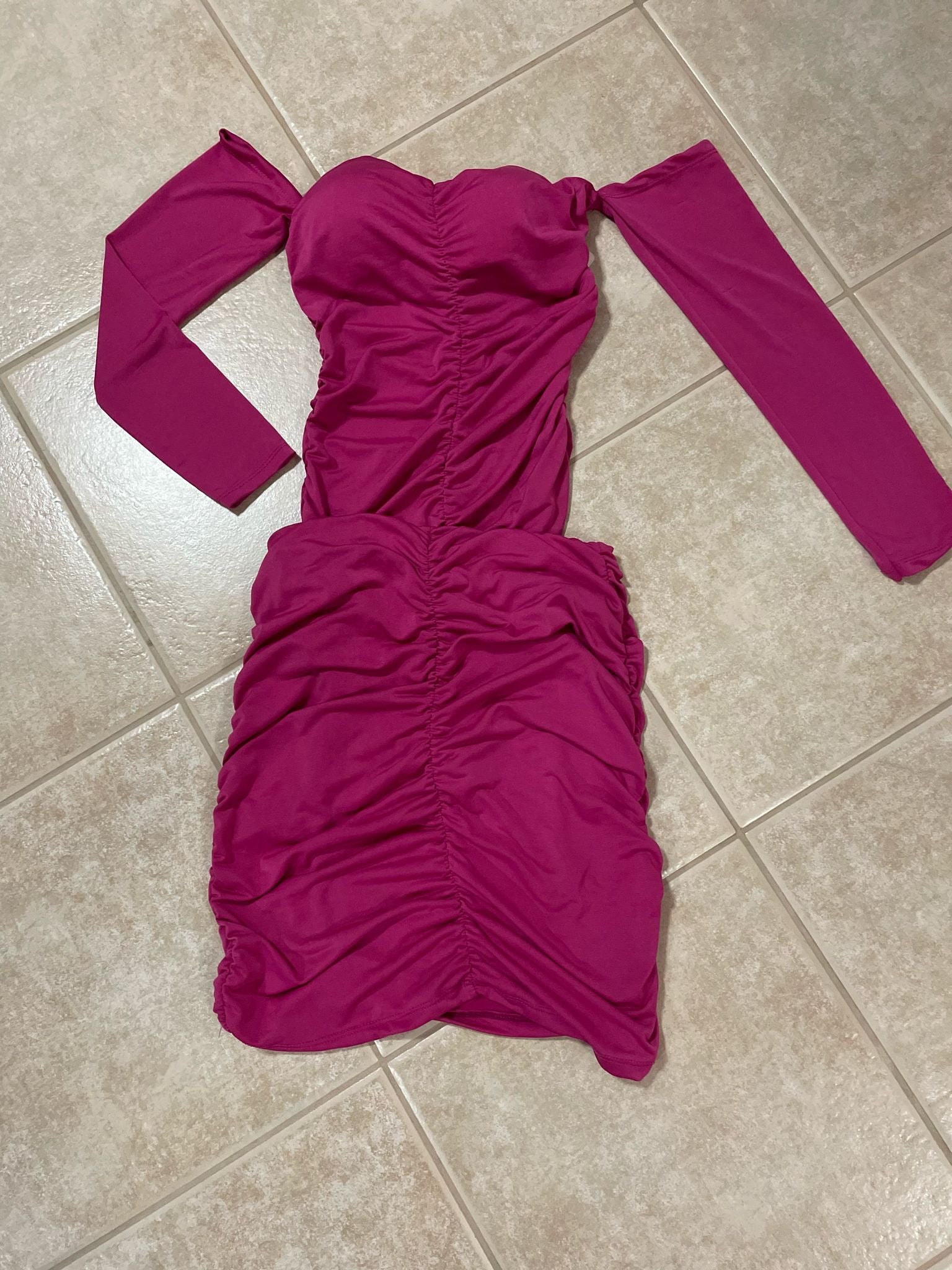 Completo drappeggiato fucsia