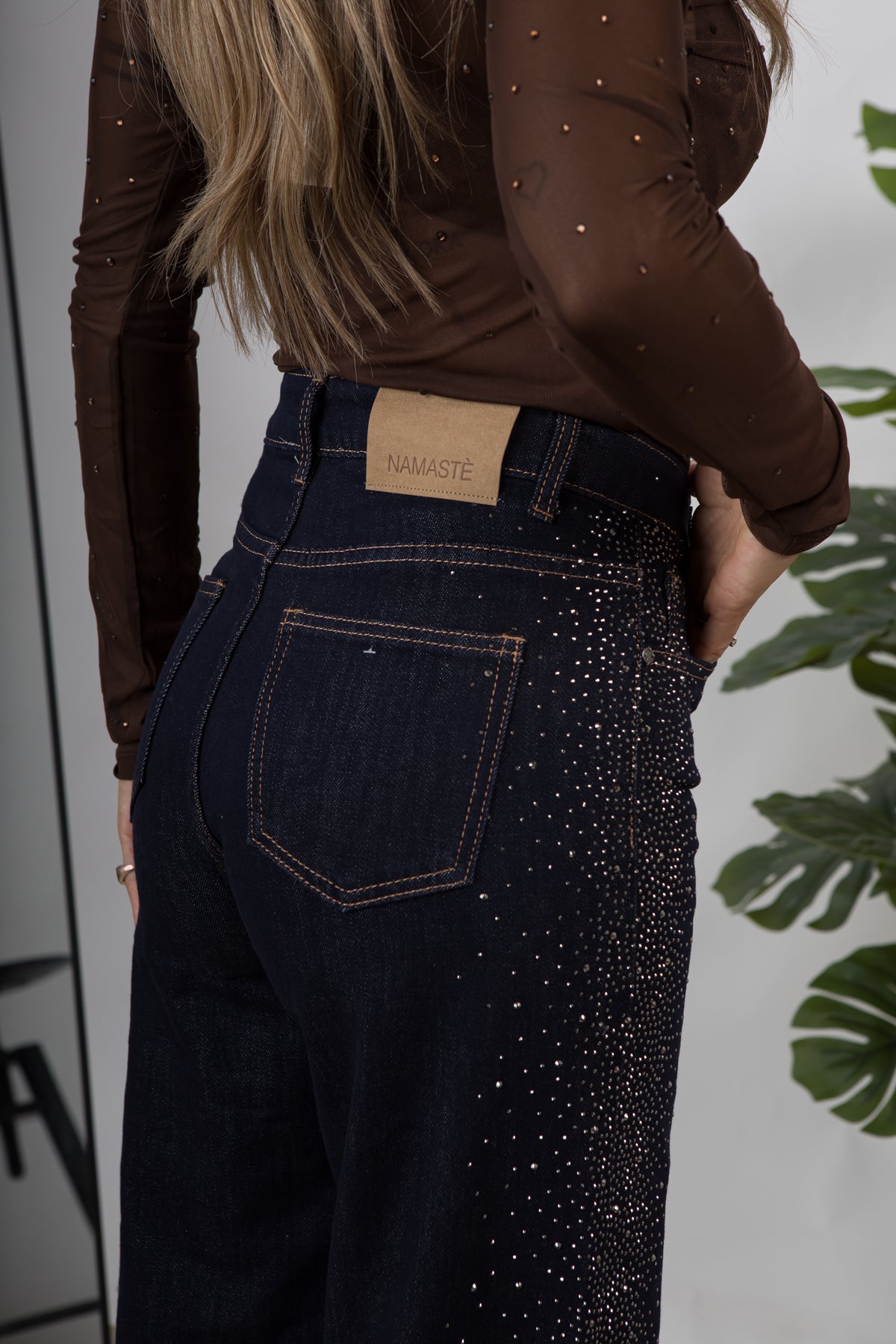Jeans Wide Leg Strass Namastè