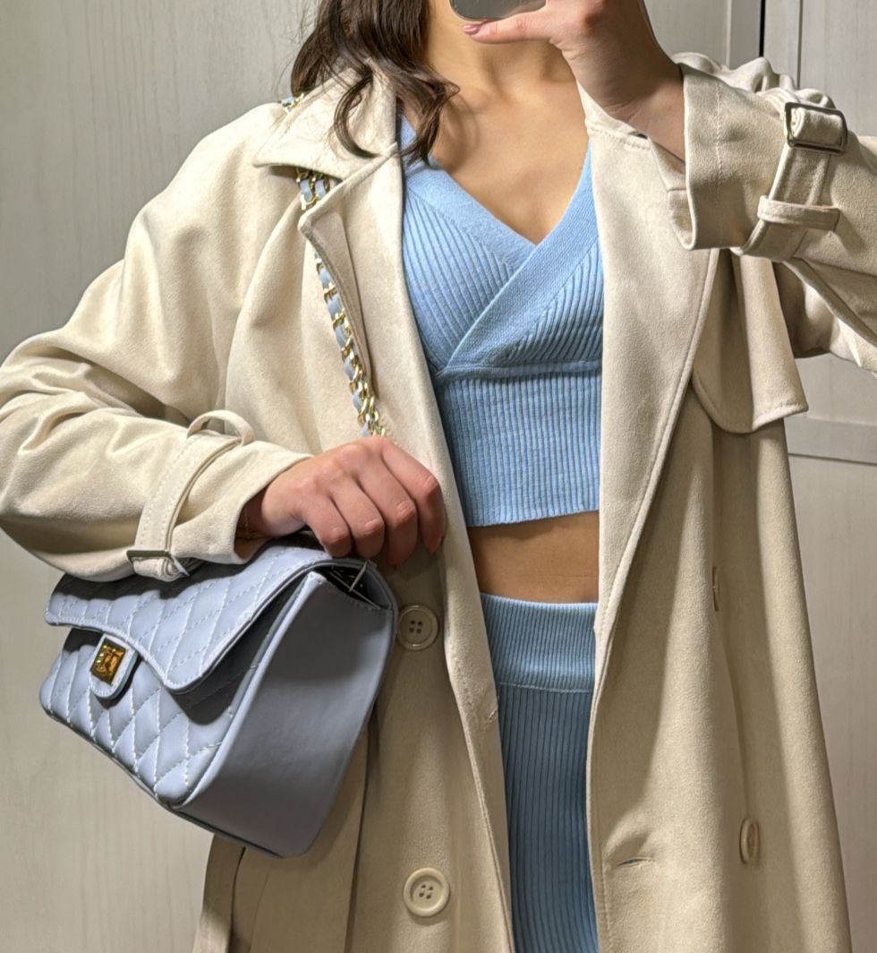 Borsa in vera pelle azzurra