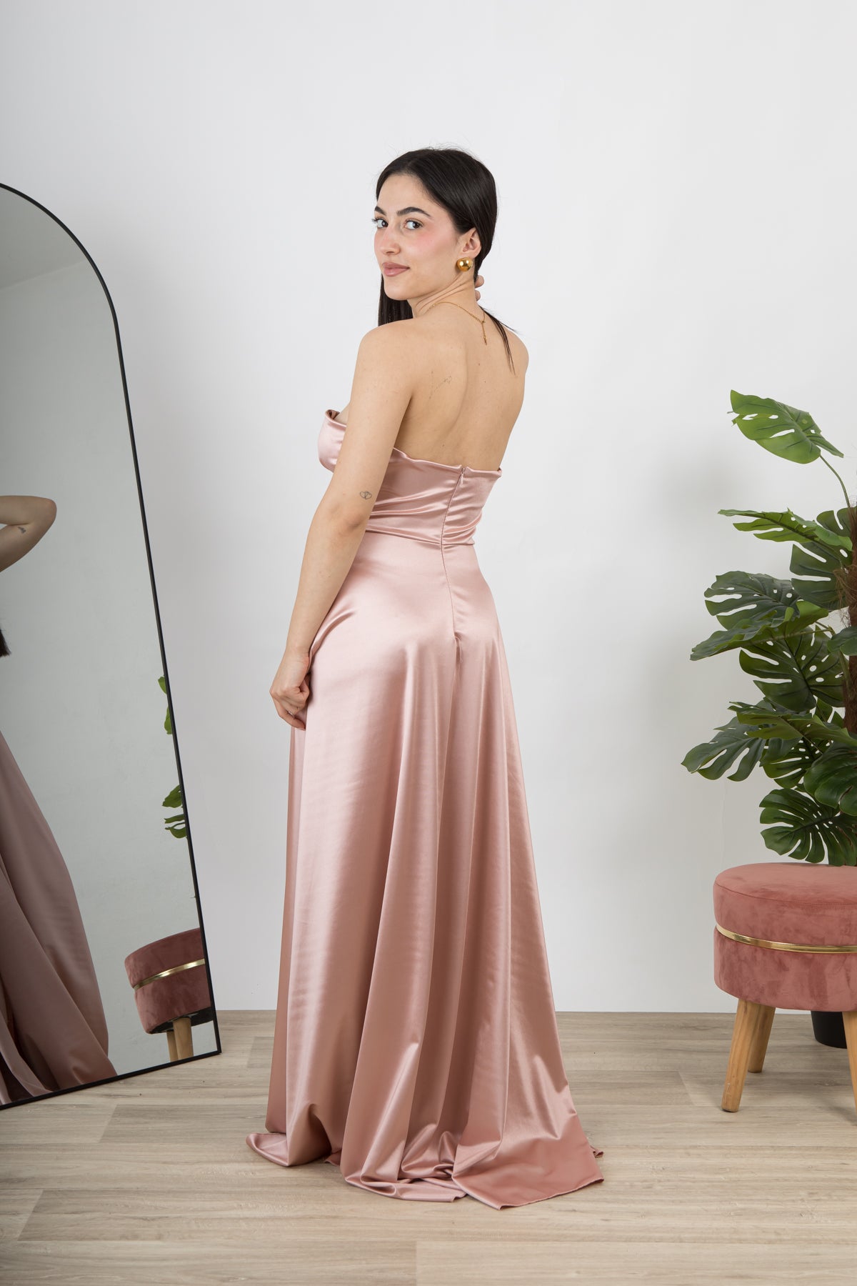 Abito Satin lungo rosa