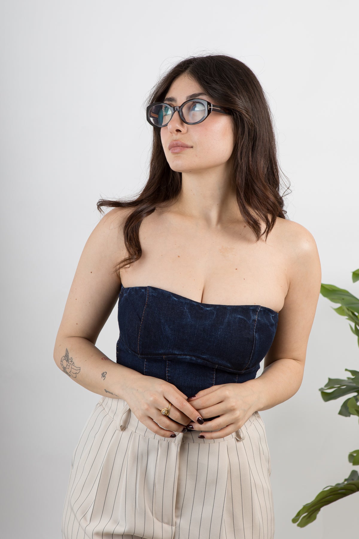 Top corsetto in denim