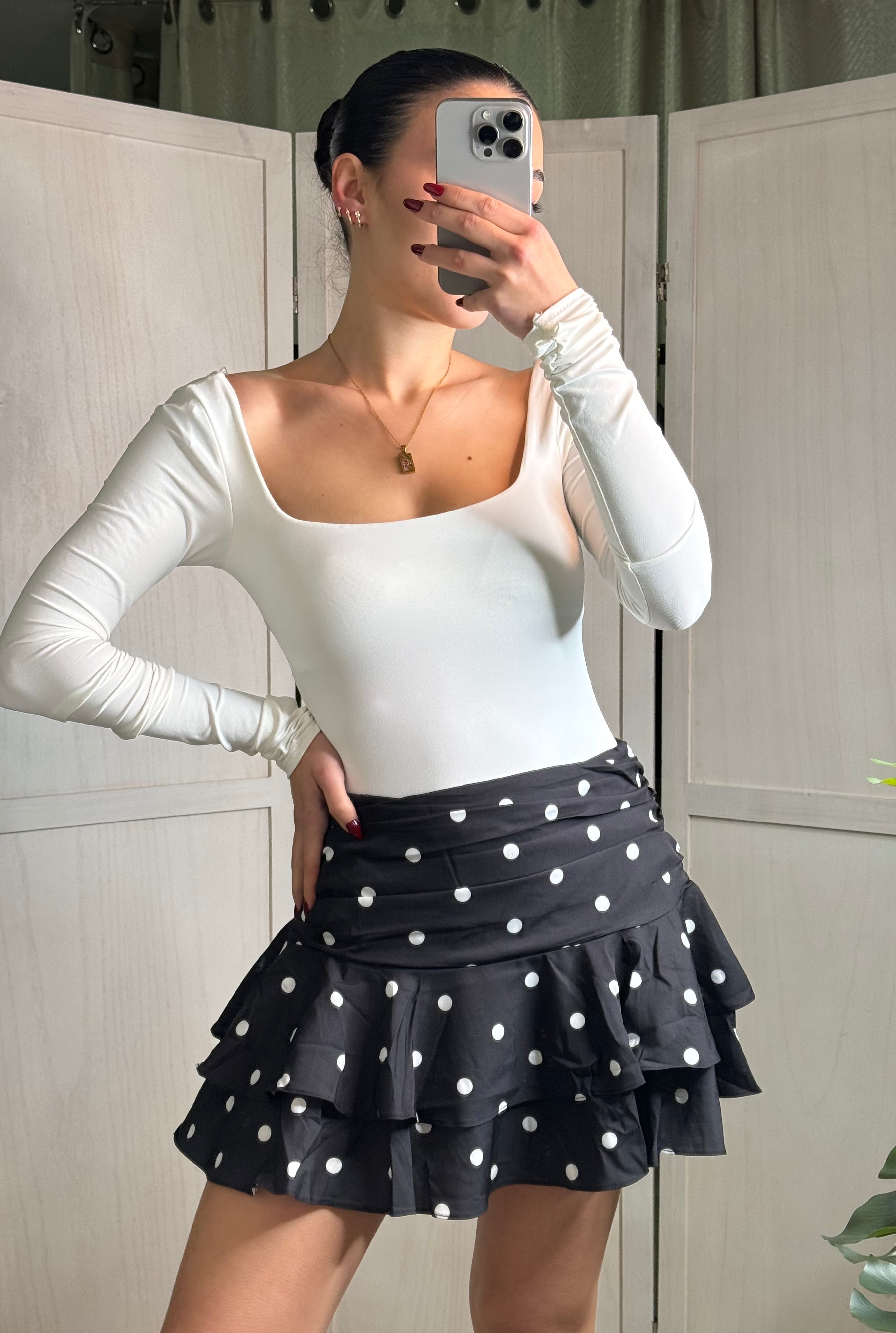 Gonna pantalone a pois