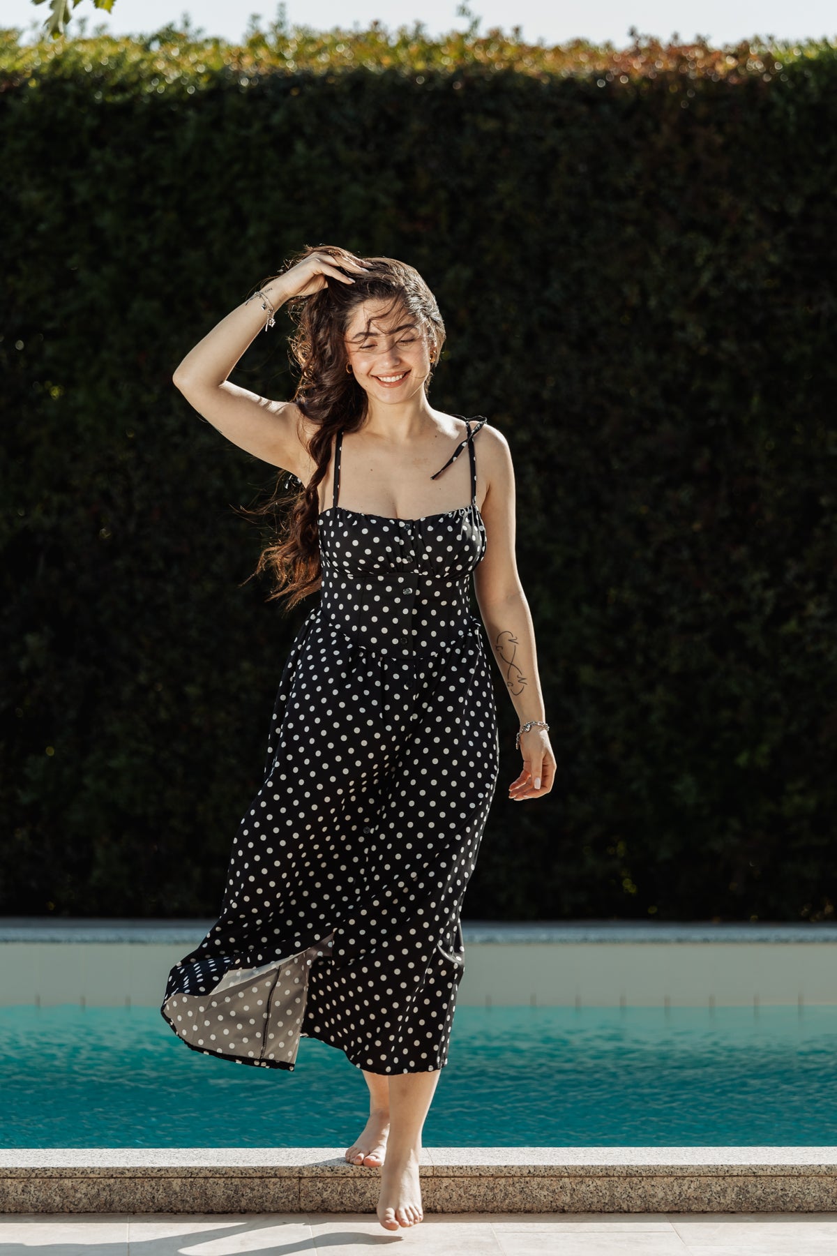 Vestito morbido a pois