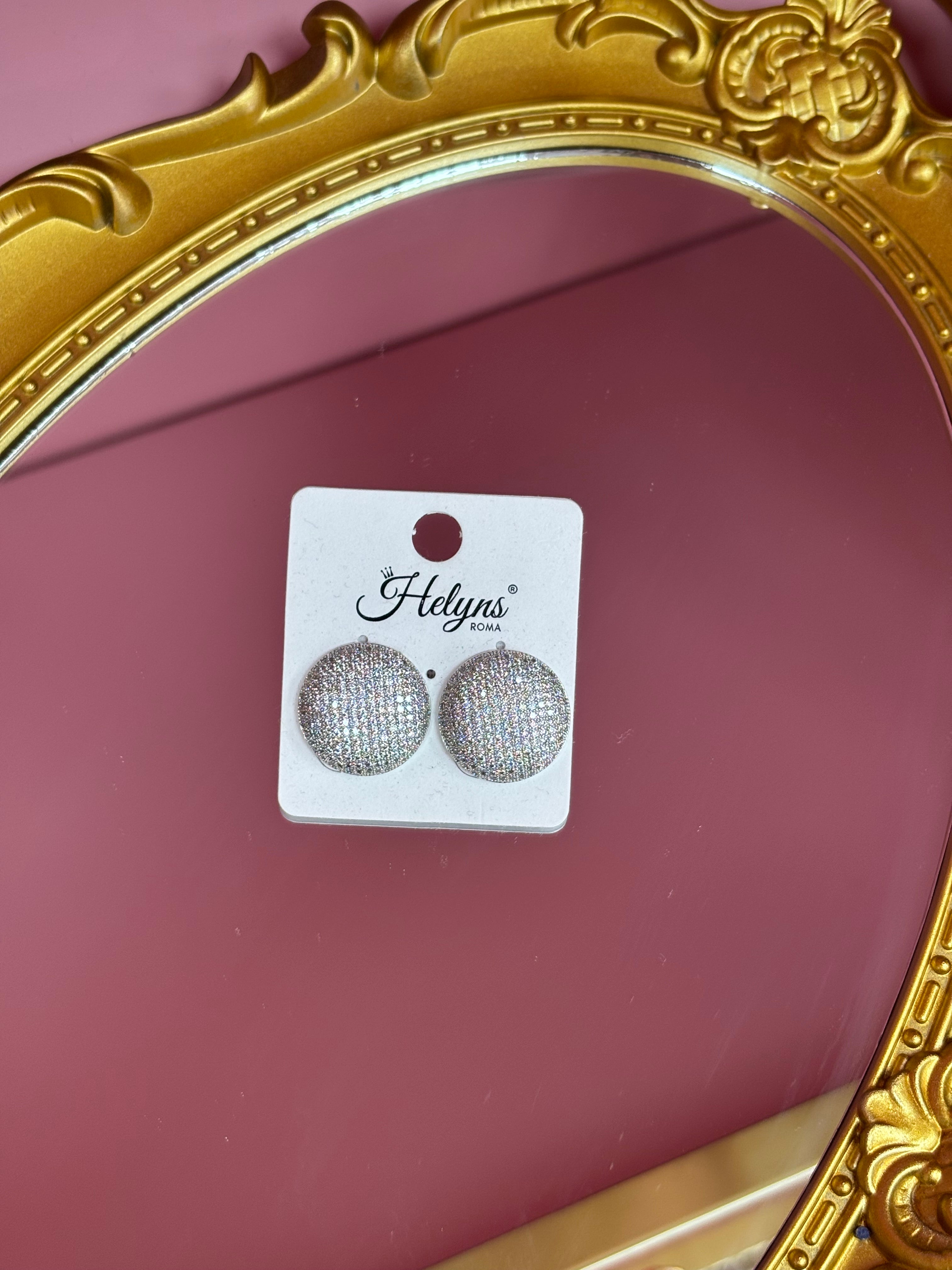 Orecchini tondi argento brillantinati