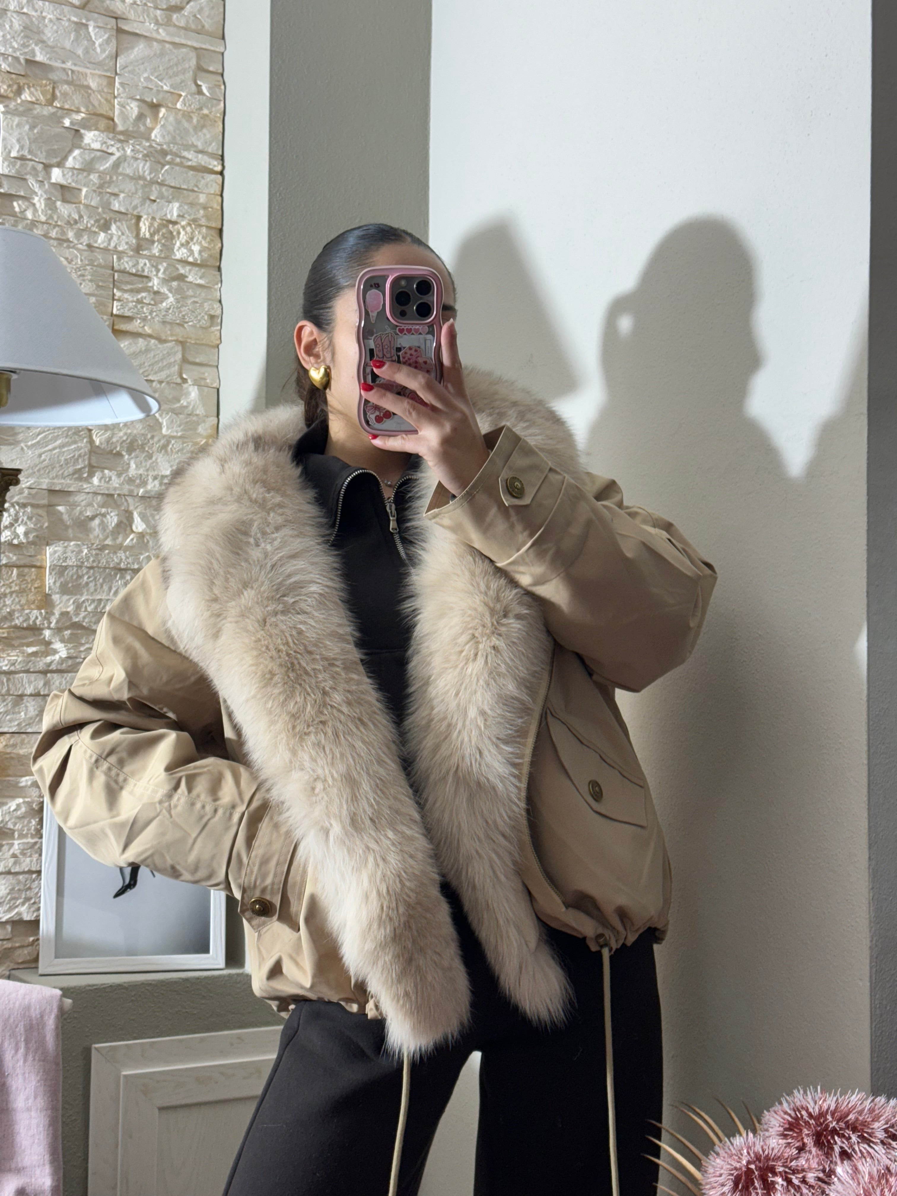 Parka imbottito con pelliccia staccabile