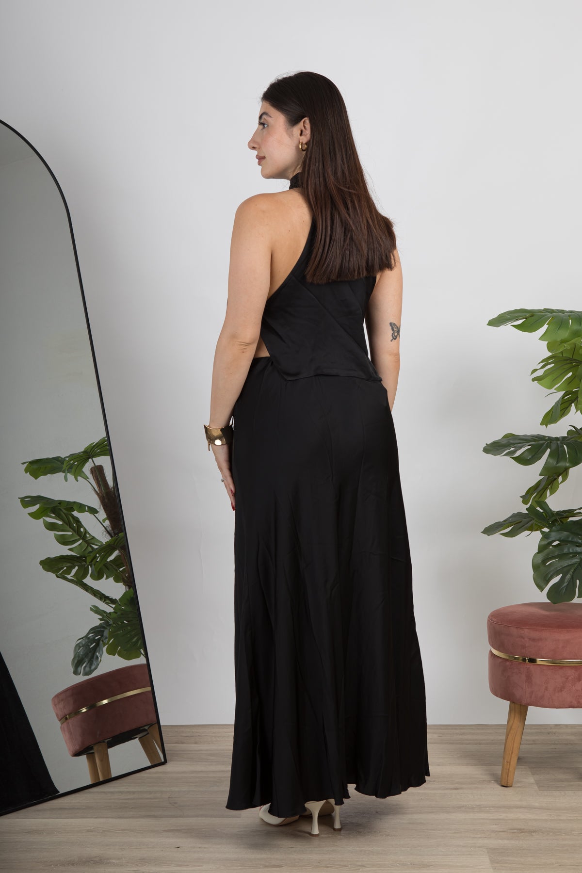Completo satin top e gonna