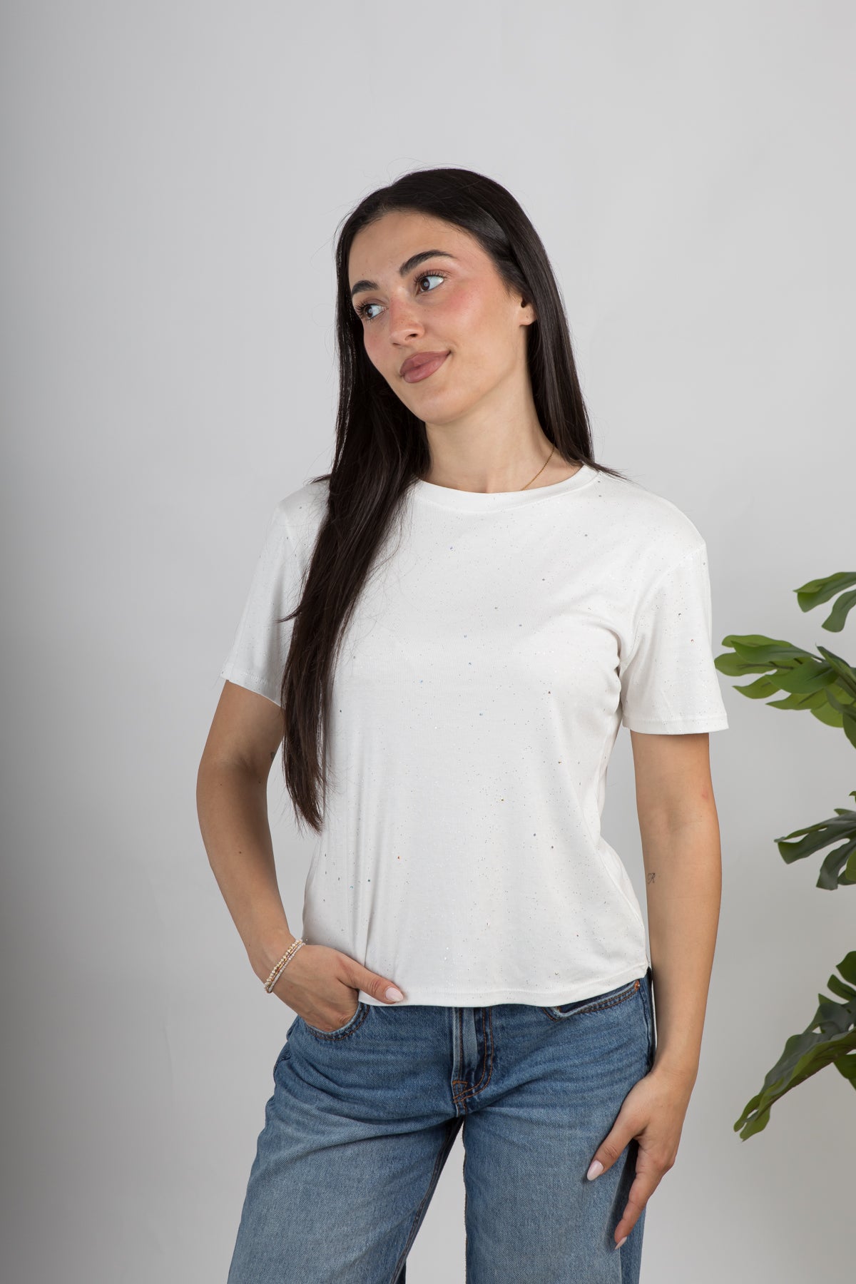 T-shirt glitter bianca