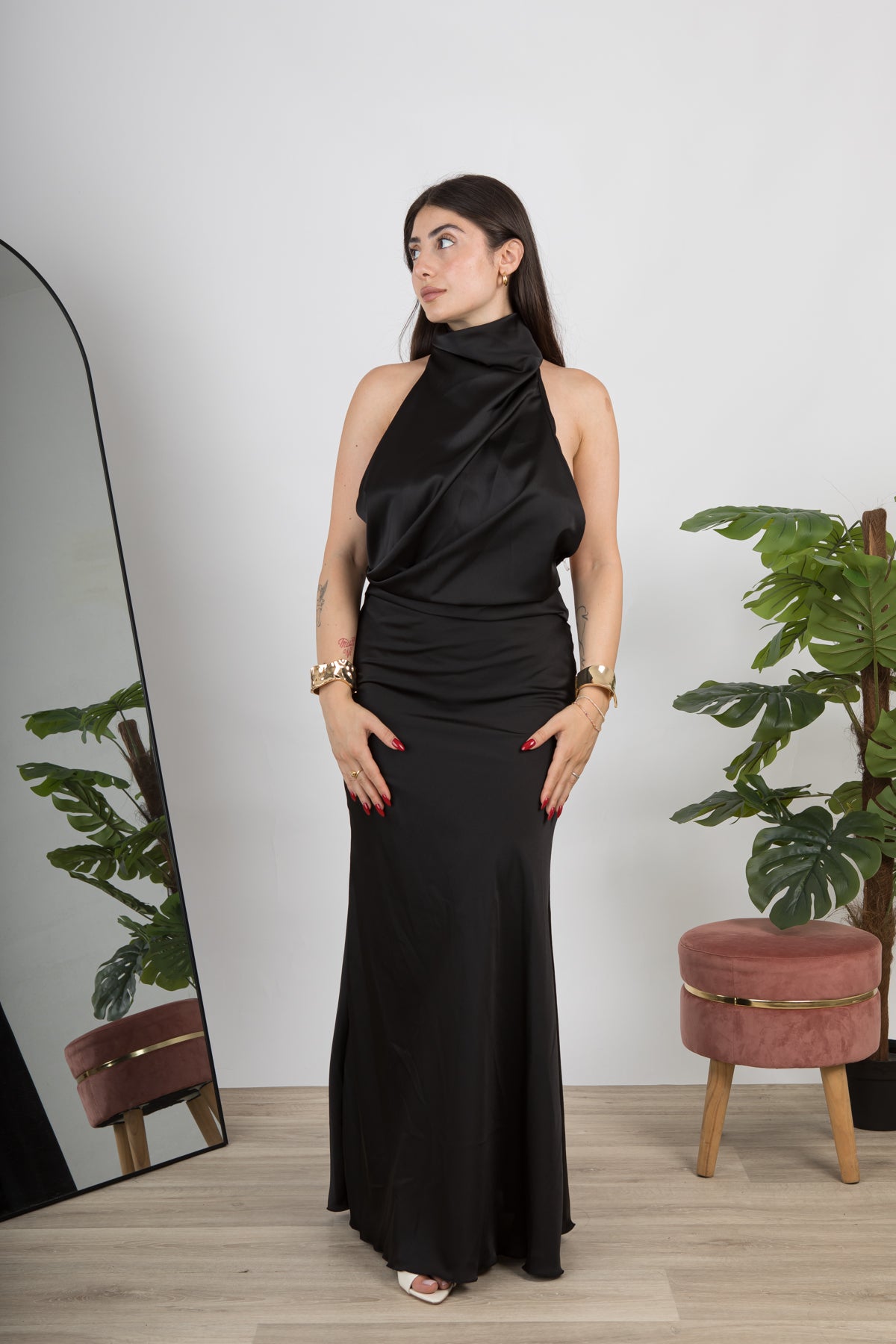 Abito satin nero