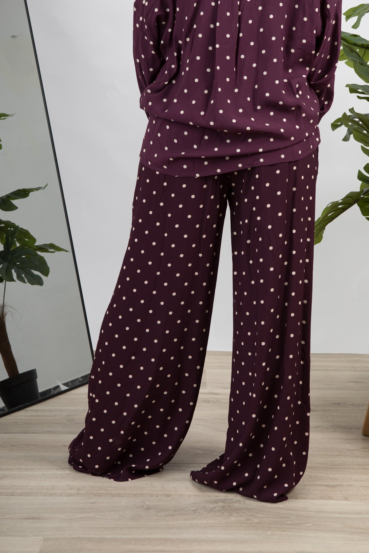 Pantalone Palazzo Pois Bordeaux