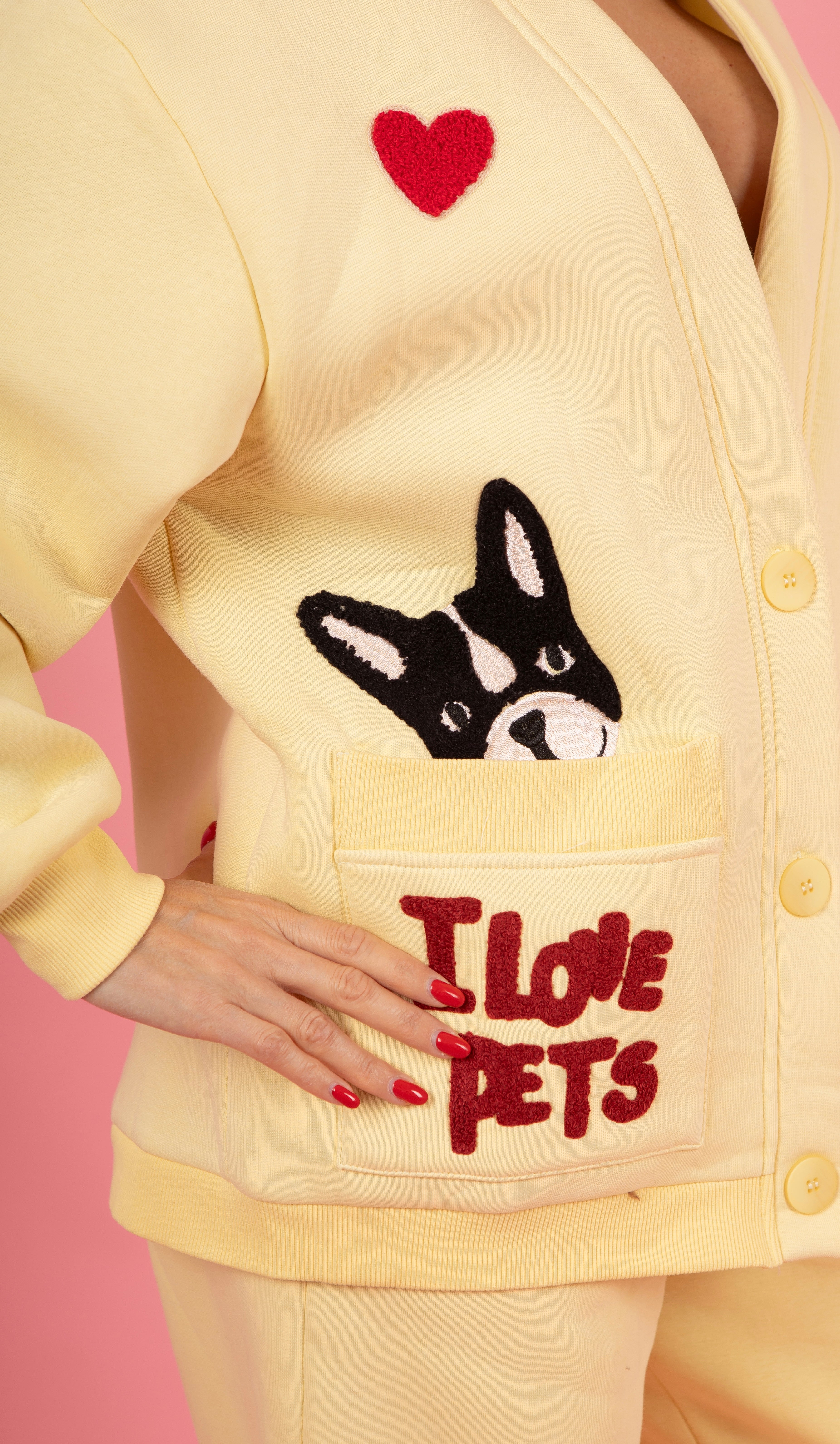 Cardigan felpato giallo