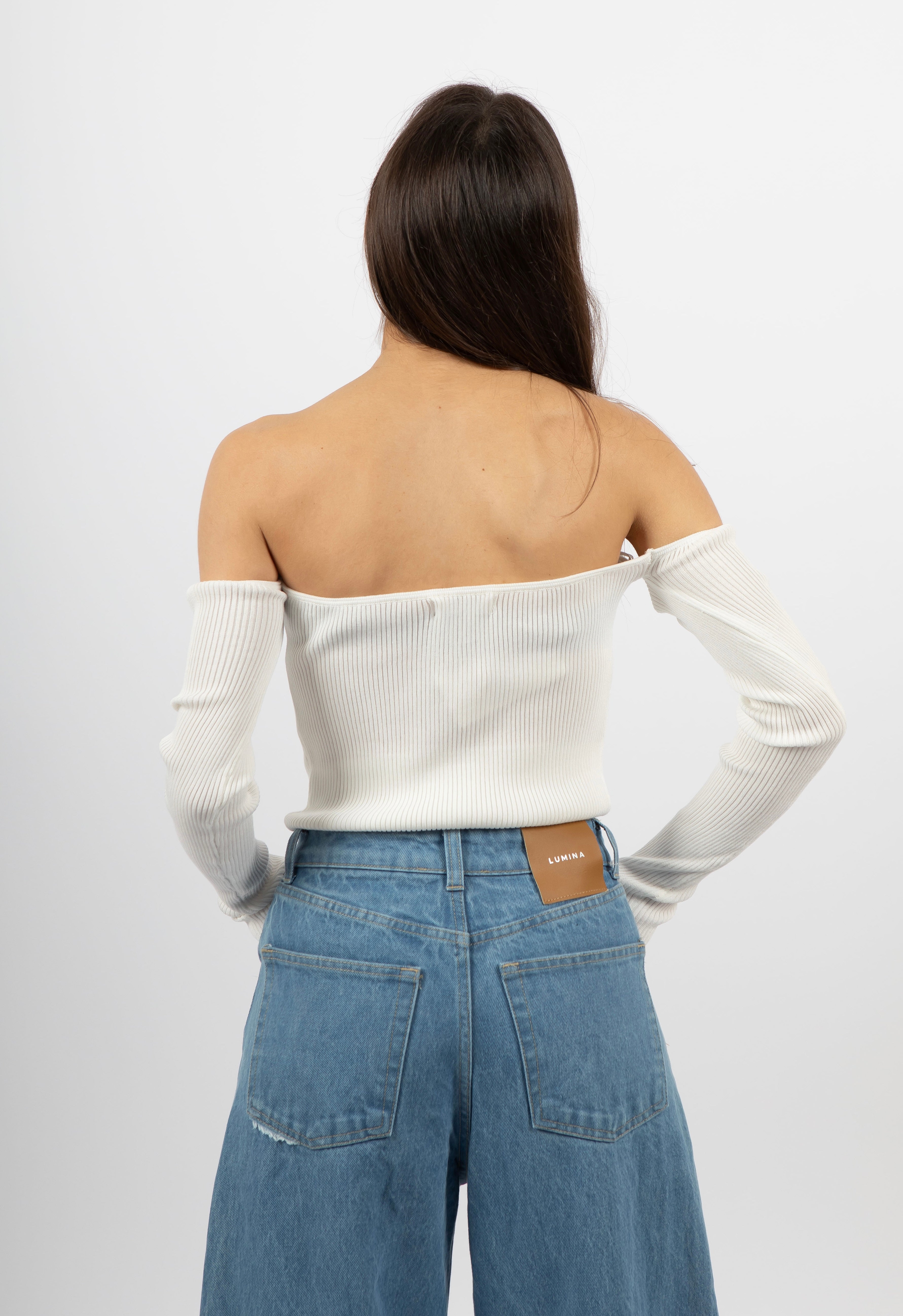 Maglia a costine bianca