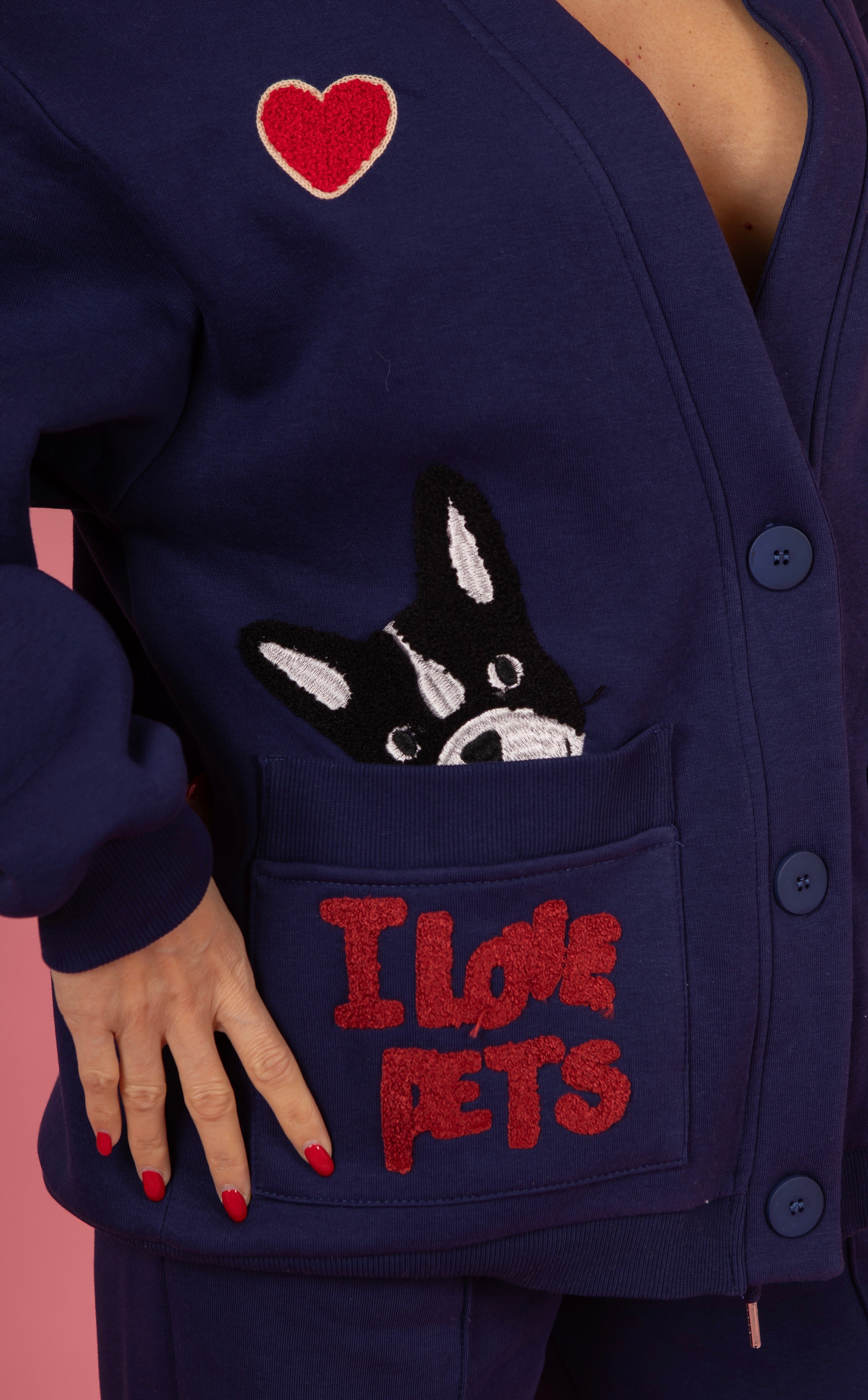 Cardigan Felpato blu