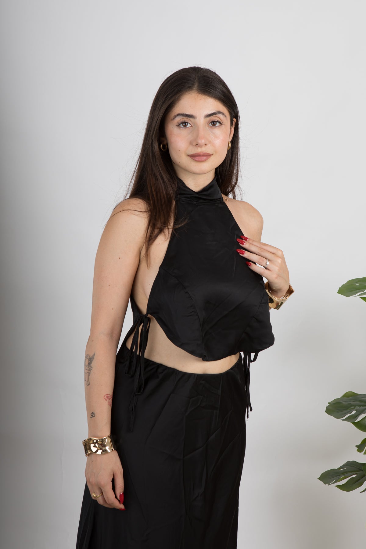 Completo satin top e gonna
