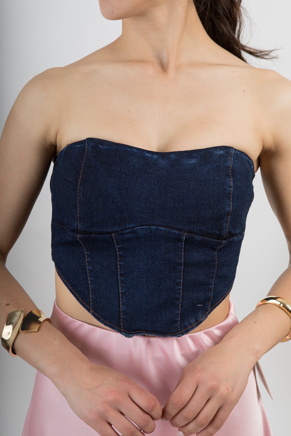 Top corsetto in denim